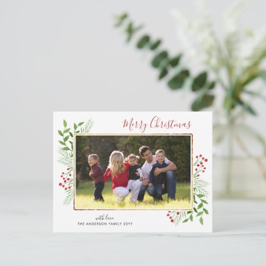メリーモダンスクリス離れの葉のベリーフォト シーズンポストカード (スタンド正面)