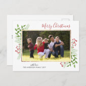 メリーモダンスクリス離れの葉のベリーフォト シーズンポストカード (正面/裏面)