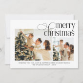 メリーモダンスシンプルクリスマス写真2家族 シーズンカード (正面)