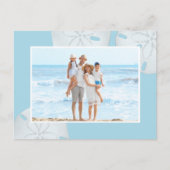 メリーモダンスシンプルクリスムブルーサンドドル シーズンポストカード (正面)