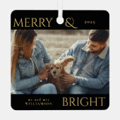 メリーモダンススタイリッシュクリスマス家族フォトメタル メタルオーナメント (裏面)