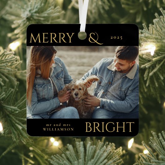 メリーモダンススタイリッシュクリスマス家族フォトメタル メタルオーナメント (インサイチュ)