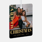 メリーモダンススタイリッシュクリスマス家族フォトメタル メタルオーナメント (正面右)