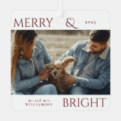 メリーモダンススタイリッシュクリスマス家族写真赤 メタルオーナメント (裏面)