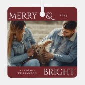 メリーモダンススタイリッシュクリスマス家族写真赤 メタルオーナメント (裏面)