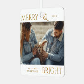 メリーモダンスタイリッシュクリスマス家族の写真金ゴールド メタルオーナメント (正面左)