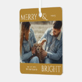 メリーモダンスタイリッシュクリスマス家族の写真金ゴールド メタルオーナメント (正面左)