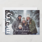メリーモダンスミニマルクリスマス1フォトグリーン金ゴールド シーズンカード (正面)