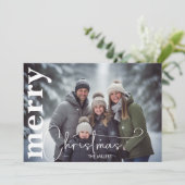 メリーモダンスミニマルクリスマス1フォトグリーン金ゴールド シーズンカード (スタンド正面)