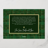 メリーモダンスミニマルクリスマス1フォトグリーン金ゴールド 箔シーズンカード (裏面)