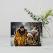 メリーモダンスミニマルクリスマ1枚エレガント 箔シーズンポストカード (立ち正面)