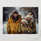 メリーモダンスミニマルクリスマ1枚エレガント 箔シーズンポストカード (正面)