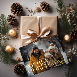 メリーモダンスミニマルクリスマ1枚エレガント 箔シーズンポストカード