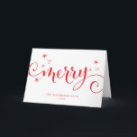 メリーモダンフェスティバルおもしろい書道が赤く輝く カード<br><div class="desc">by kat massard>>>> https://linktr.ee/simplysweetpaperie <<<可愛いパーソナライズされたラベルはクリスマスのラッピングに最適なメッセージカード</div>