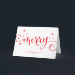 メリーモダンフェスティバルおもしろい書道が赤く輝く カード<br><div class="desc">by kat massard>>>> https://linktr.ee/simplysweetpaperie <<<可愛いパーソナライズされたラベルはクリスマスのラッピングに最適なメッセージカード</div>