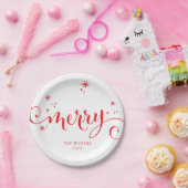 メリーモダンフェスティバルおもしろい書道が赤く輝く ペーパープレート (パーティー)