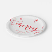 メリーモダンフェスティバルおもしろい書道が赤く輝く ペーパープレート (アングル)