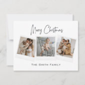 メリーモダンミニマルクリスマスのギンガムの写真カード シーズンカード (正面)