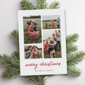 メリーモダンミニマルクリスマス4枚フォトコラージュ シーズンカード