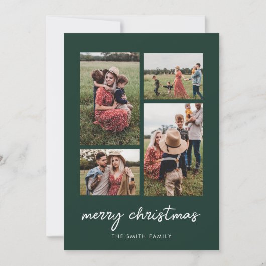 メリーモダンミニマルクリスマス4枚フォトコラージュ シーズンカード (正面)