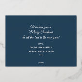 メリーモダンミニマルスの家族の写真、青 箔シーズンカード (裏面)