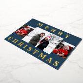 メリーモダンミニマルスの家族の写真、青 箔シーズンカード (回転した状態)