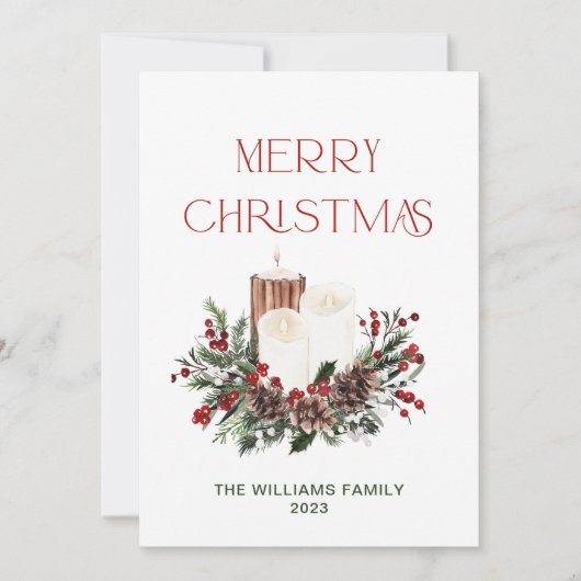 メリーモダンミニマルス・クリスマス・レッド・ベリー植物学 シーズンカード (正面)