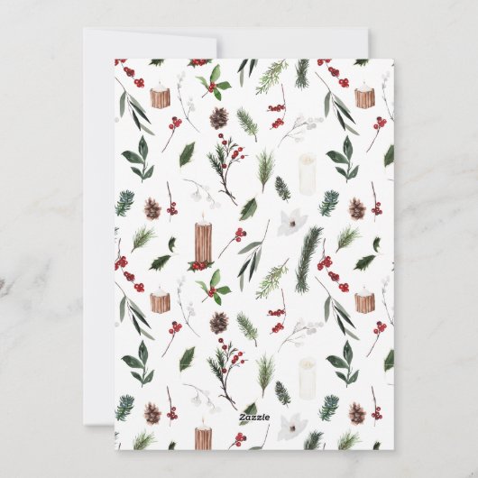 メリーモダンミニマルス・クリスマス・レッド・ベリー植物学 シーズンカード (裏面)