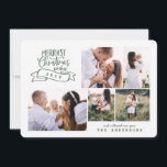 メリーモダン台写真 シーズンカード<br><div class="desc">このおもしろいデザインでフェスティバルの喜びを広げるはっきりしたモダン。スクリプト文字と編集可能なフォトコラージュを搭載して特別な作る。ブラック、レッド、グリーン、ブルーなど色の付いたバックヤーの範囲で利用可能テーマに合わせて。</div>