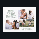 メリーモダン台写真 シーズンポストカード<br><div class="desc">このおもしろいデザインでフェスティバルの喜びを広げるはっきりしたモダン。スクリプト文字と編集可能なフォトコラージュを搭載して特別な作る。ブラック、レッド、グリーン、ブルーなど色の付いたバックヤーの範囲で利用可能テーマに合わせて。</div>