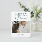 メリーモダン結婚したGreen Script Photo Christmas シーズンポストカード (スタンド正面)