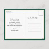 メリーモダン結婚したGreen Script Photo Christmas シーズンポストカード (裏面)