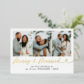 メリーモダン結婚したPhoto Christmas 箔シーズンカード (立ち正面)