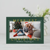 メリーモダン金ゴールド文字グリーンフォト 箔シーズンカード (立ち正面)