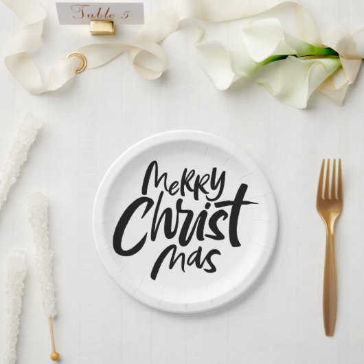 メリーモダン・クリスマス・クリスチャン書道 ペーパープレート (ウェディング)