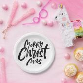 メリーモダン・クリスマス・クリスチャン書道 ペーパープレート (パーティー)