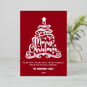 メリーモダン・クリスマス・ファミリー・ツリー・シルバー 箔シーズンカード (立ち正面)