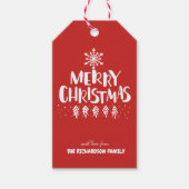 メリーモダン・クリスマス・ホワイト・スクリプト・ホリーすてき ギフトタグ (正面)