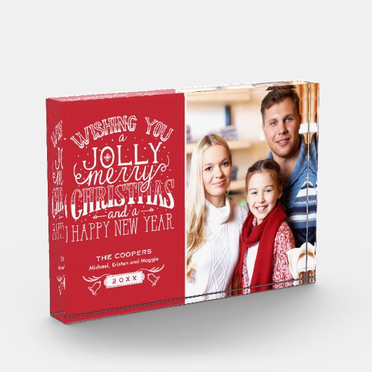 メリーモダン・クリ賛美スマスの家族の子どもたちの写真 フォトブロック (左)