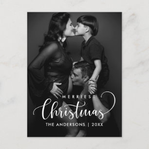 メリーモダンChristmas Minimalist Family Photo ポストカード