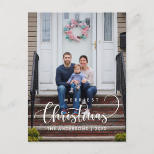メリーモダンChristmas Minimalist Family Photo ポストカード