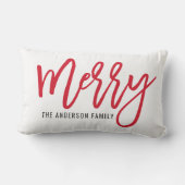 メリーモダンRed Script Holiday Christmas ランバークッション (裏面)