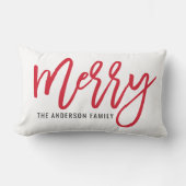 メリーモダンRed Script Holiday Christmas ランバークッション (正面)