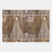 メリーユニーク素朴クリスマスの雪片 ラッピングペーパーシート (正面)