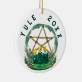 メリーユール(キリスト降誕祭)冬至ウィッカ信者フェスティバル星形五角形 セラミックオーナメント (右)