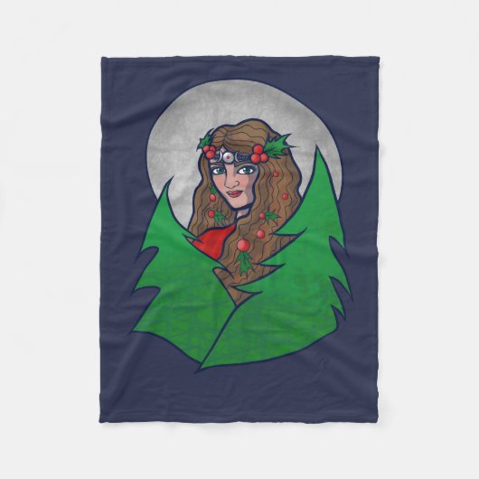 メリーユール(キリスト降誕祭)女神アー異教のトアンドウィッカ信者ユール(キリスト降誕祭) フリースブランケット (正面)