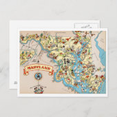 メリーランドおもしろいヴィンテージの地図 ポストカード (正面/裏面)