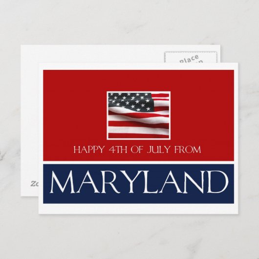 メリーランドからの独立記念日おめでとう ポストカード (正面/裏面)