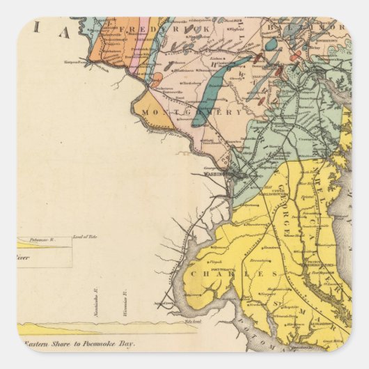 メリーランドとコロンビア地区の地図 スクエアシール (正面)