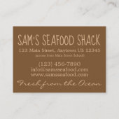 メリーランドのカニのケーキのクラッケーシーフードレストラン 名刺 (裏面)